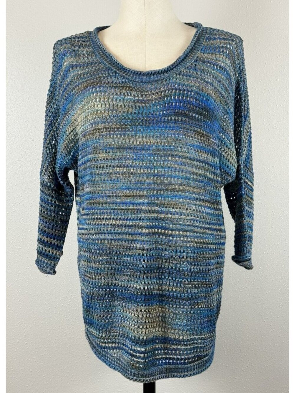 John Paul Richard Sweater Womens Size M Open-Knit Space Dye Multicolor Pullover